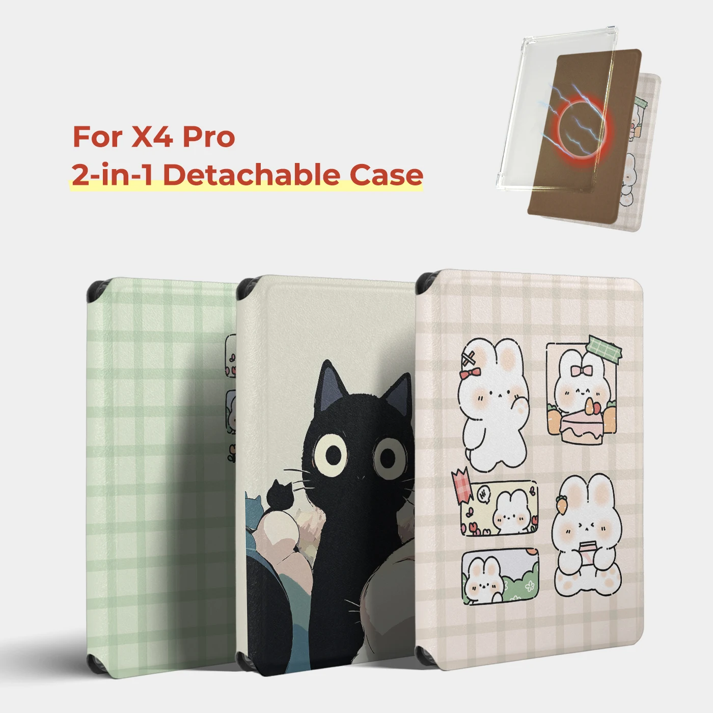 Twosheep Cute Case suit for XTEINK X4 Pro XTEINK X4Pro Detachable Magnetic Clear TPU Shell Slim Skin Protective Guard Cover