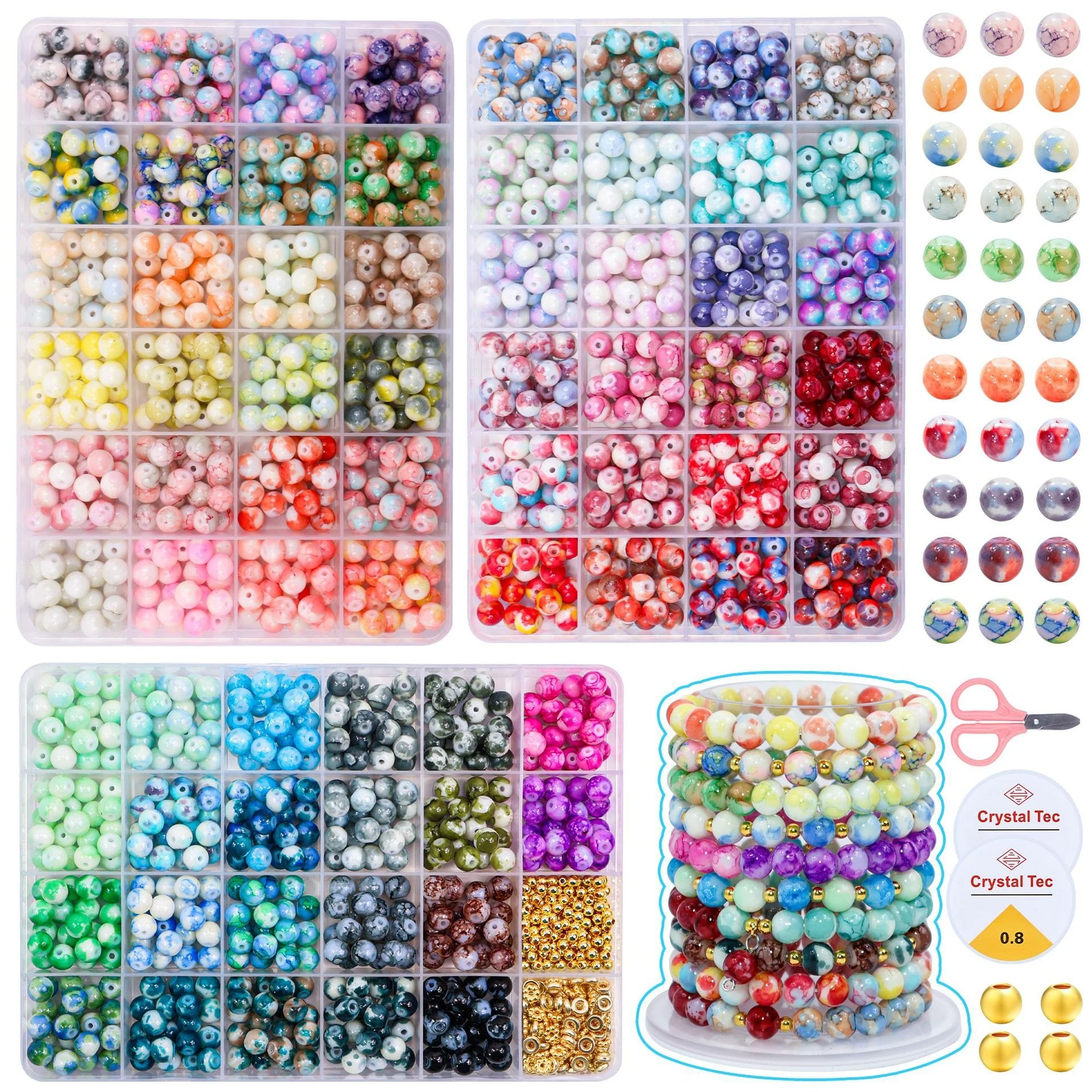 Glass Beads Loose Beads Two-color Diy Bracelet Set Jewelry Glass Beads Paint Beaded Material Fashion Bracelet