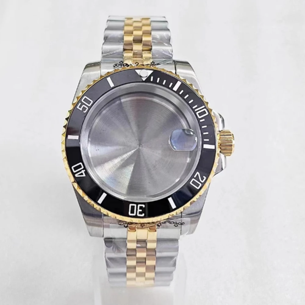 40mm Watch Case + Strap for NH35 NH36 Movement Sapphire Glass Mirror Shell Watchband Watch Accessories