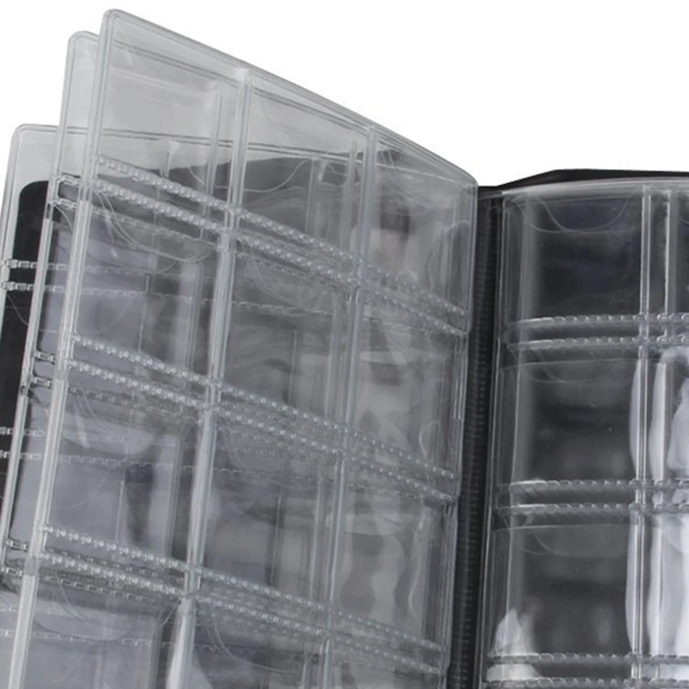 

120 Pockets Coin Collection Book Artificial Portable Storage Album Transparent Pockets Secure Flaps For