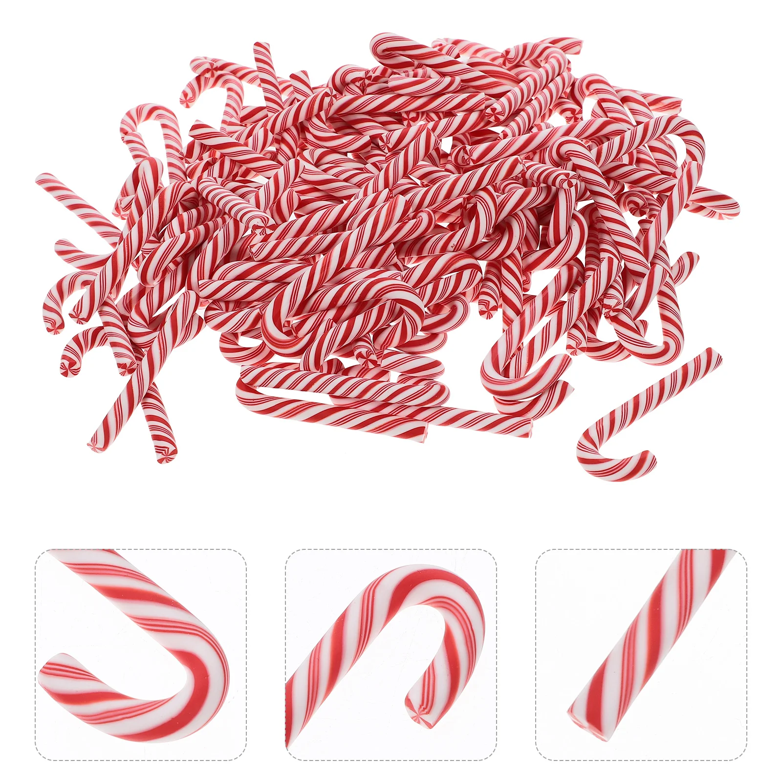 

100 Pcs Simulated Polymer Clay Candy Cane Accessories Small Tiny Decorative Charm Accessory DIY Charms Phone Case Resin