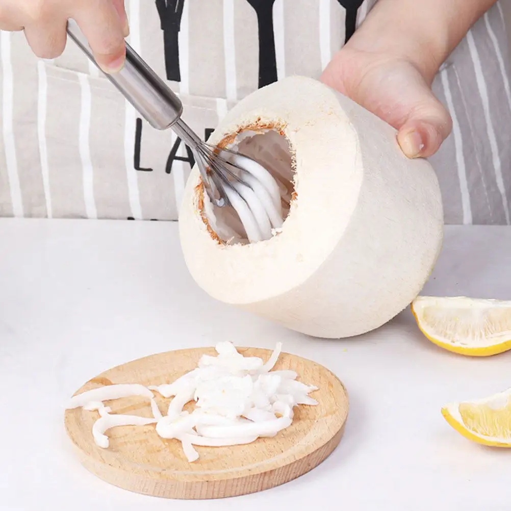 4Pcs Stainless Steel Hanging Coconut Scraper Fish Scaler Grater Multi-Purpose Kitchen Tool for Coconut Meat Extraction Fruit