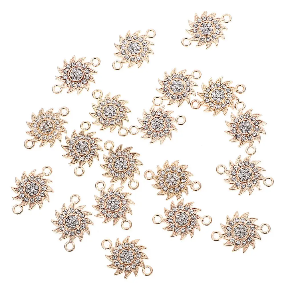 

40 шт. Золотые подвески-коннекторы в форме подсолнуха со стразами для рукоделия, скрапбукинга, сумок, брелоков