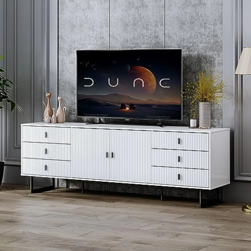 

TV Stand for 50+ Inch TV, Modern Living Room Entertainment Center with Storage Cabinets,TV Table, Media Console with Ajustable