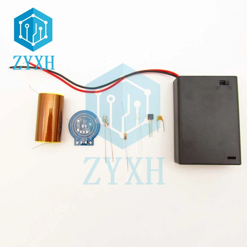 Mini Kit Bobine Tesla Sans Arc Alimenté Batterie - Kit Bricolage Électronique Éclairage (Sans Batterie)