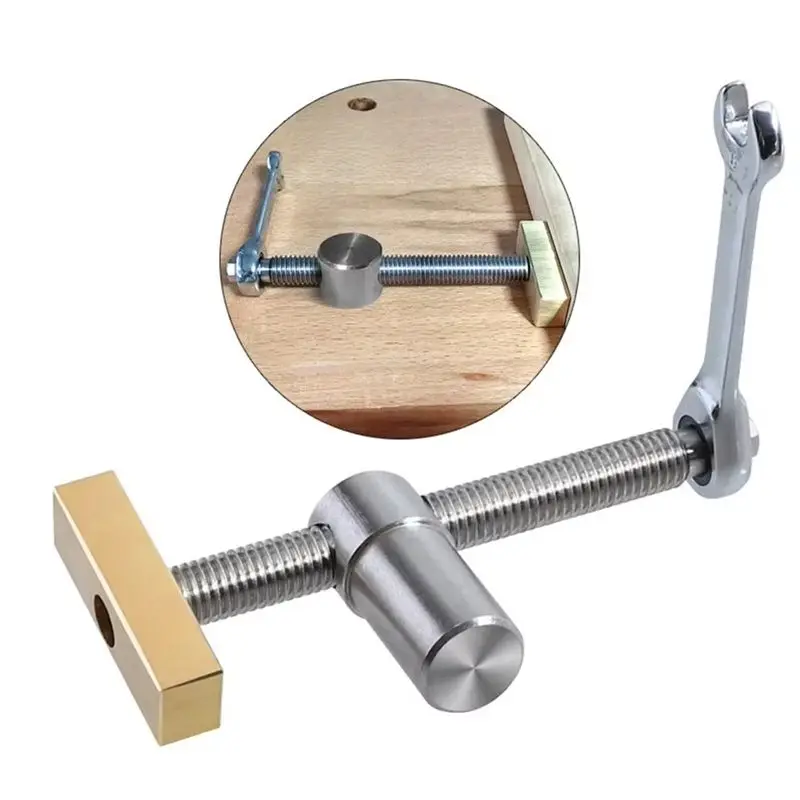 ABJJ 19Mm Bench Dog Clamp 3/4 Inch Dog Hole Clamp Woodworking Adjustable Workbench Stop Stainless Steel Brass