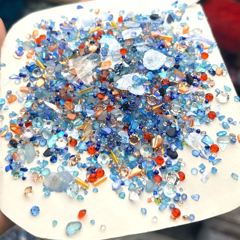 

New Nail Storm DIY Accessories, Mixed Color Crushed Stone, Pearl Color Crystal Mud, Kneading and Filling Products