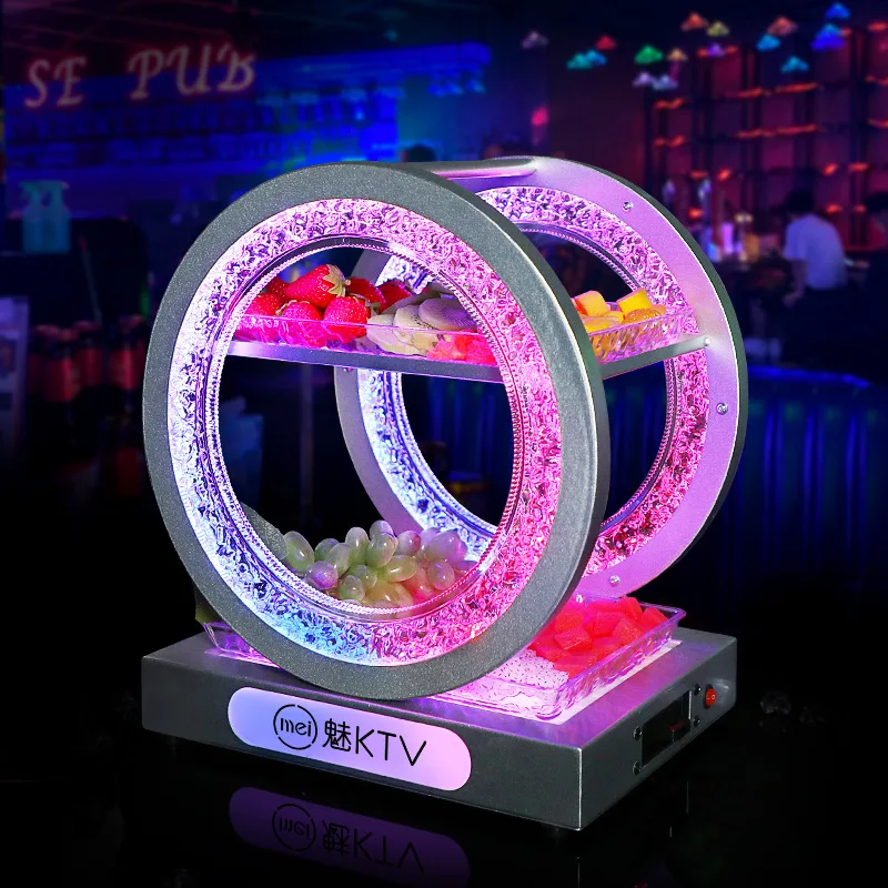 Bar nightclub KTV luminous round ice pattern plate snack plate fruit platter two-layer snack fruit plate rack
