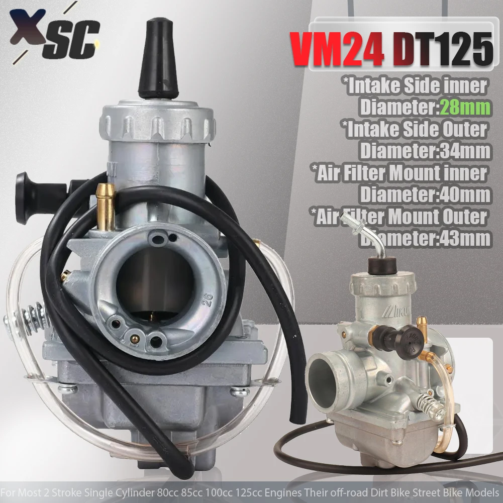 VM24 28mm Motorcycle Carburetor Carb For Yamaha  YZ80 YZ85 DT100 DT 125 DT125 RT100 RT180 BW200 TTR125 Dirt Pit Bike Engines