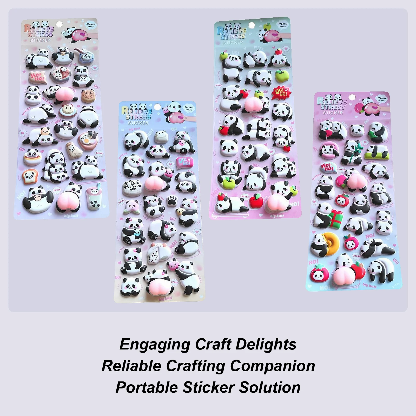 

3D Stickers Transparent 3D Panda Fun Reusable Decals Water Bottle Stickers for Family Friends Indoor Outdoor Fridge Planner Home