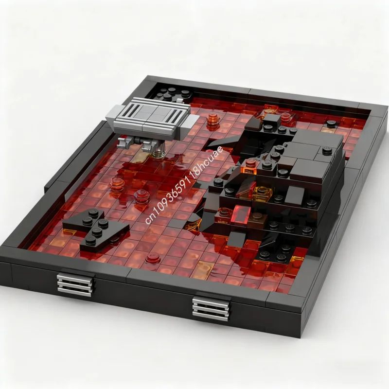 382 pçs moc duelo mustafar diorama estrela batalha modelo blocos de construção educação tijolo aniversário brinquedos modulares crianças presentes natal