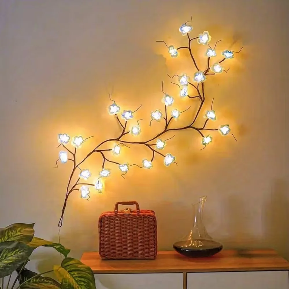 36LED Blue Cherry Blossom Lights USB String Lamp Artificial Blossom Branch Lighting for Festival Photo Backdrop Decoration