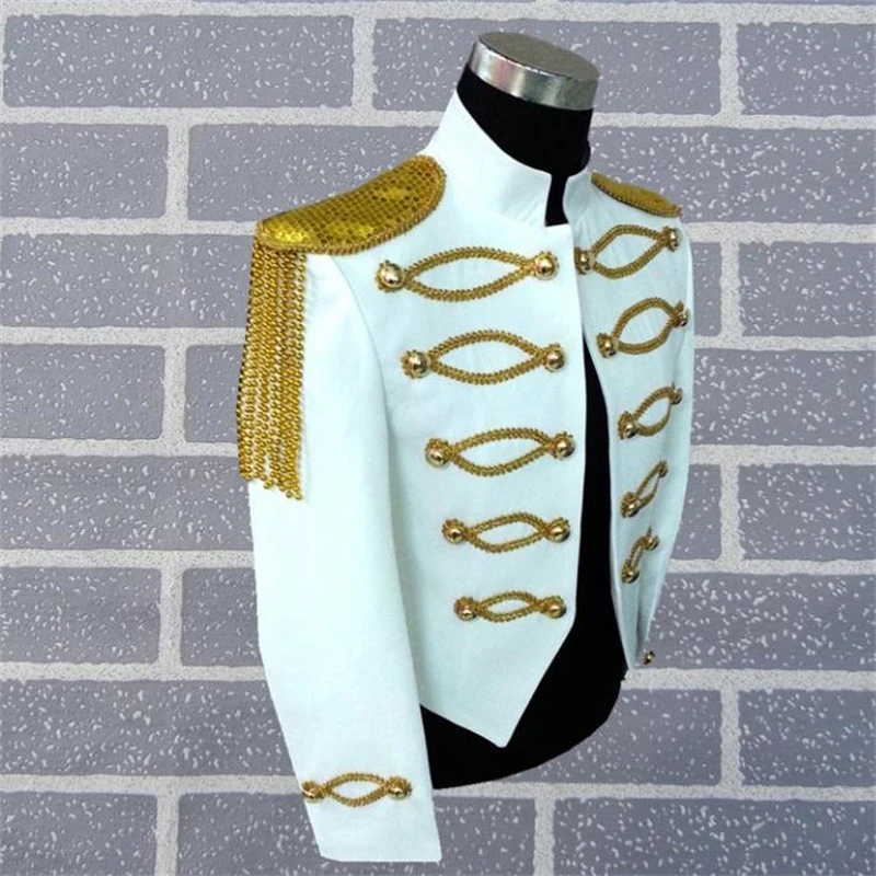 พนมเปญพู่ผู้ชายชุด Designs Masculino Terno เวทีนักร้องชาย Blazer เสื้อผ้าเต้นรําสไตล์ดาว Punk STAND COLLAR