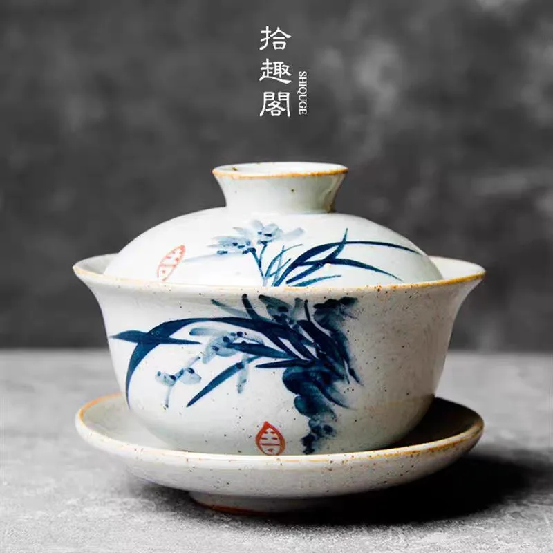 Handbemalte chinesische Sancai Gaiwan Keramik Teetasse Schüssel Kung Fu Teetassen Home Decor Keramik Teegeschirr Tee Terrine Set