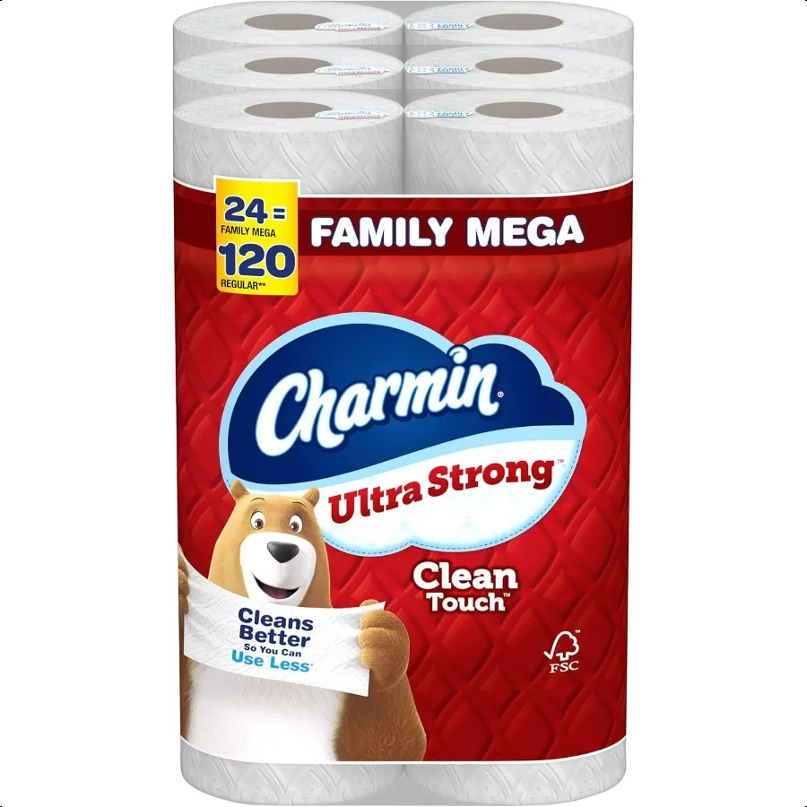 

Ultra Strong Clean Touch Toilet Paper 24 Family Mega Rolls = 120 Regular Rolls