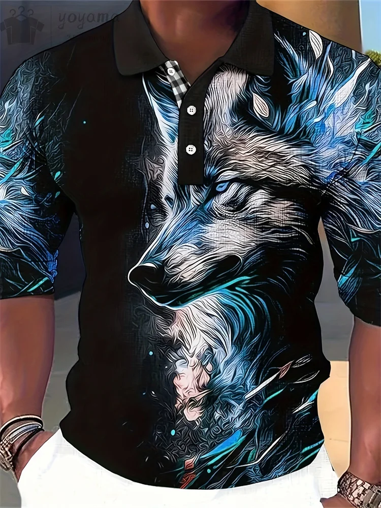 Letnia moda 3D Lion Print Koszulki polo dla mężczyzn Casual Harajuku Streetwear Top Animal Print Męskie koszulki polo z krótkim rękawem