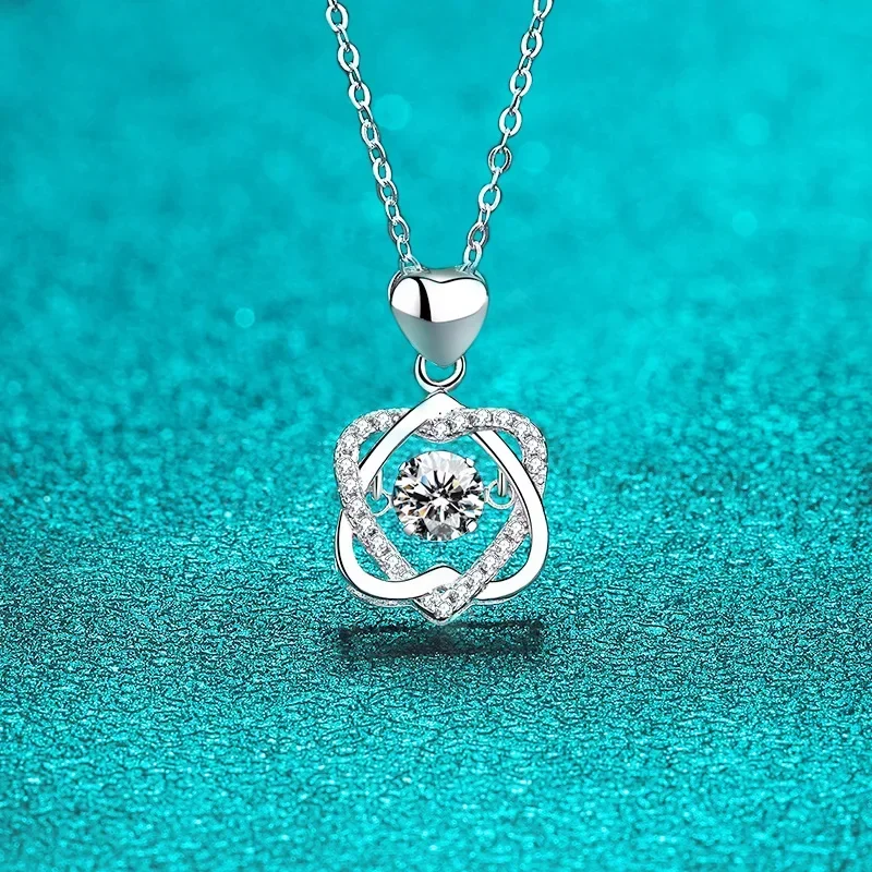 FCGJHW 0.5ct GRA Moissanite Necklace for Women  Sparkling Simulated Diamond Pendant Beating Heart S925 Silver Jewelry Gift 2026