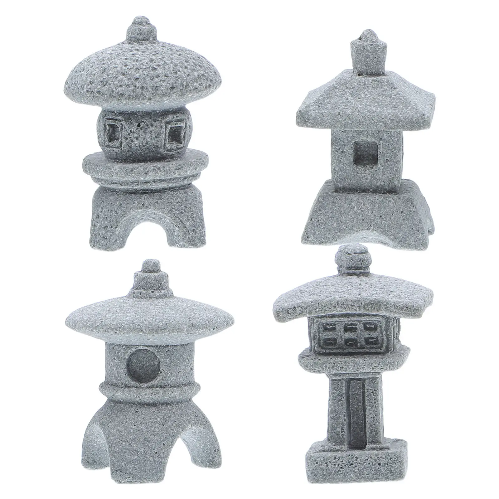 Mini Pagoda Aquarium Ornament 4Pcs Realistic Bonsai Landscape Zen Garden Pavilion Statue Decor