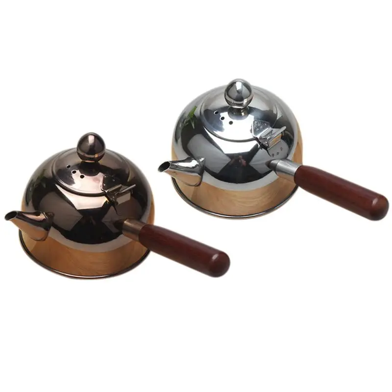 

2 Pcs 500Ml Single Handle Water Kettle Induction Turk Samll Coffee Milk Tea Pot 304 Stainless Steel Silver & Bronze