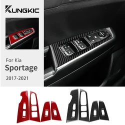 Real Soft Carbon Fiber Sticker For Kia Sportage 2017 2018 2019 2020 2021 LHD RHD Car Front Rear Door Window Llift Panel Trim