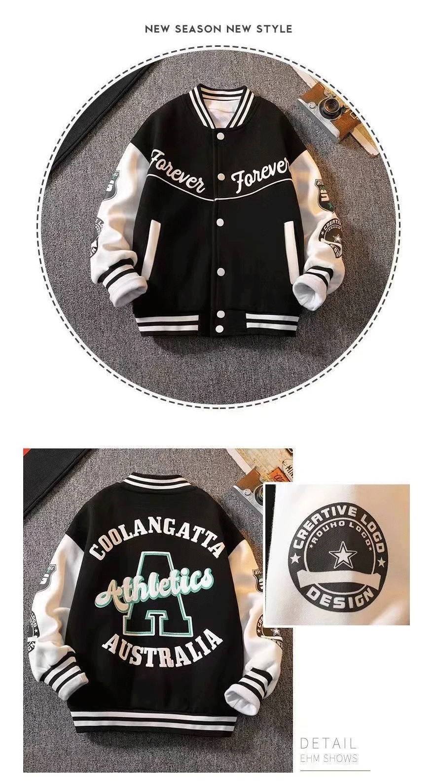 Jungen Baseball Uniform Jacken Für 3-14 Jahre Kinder Kleidung Für Teenager Jungen Sport Oberbekleidung Mantel Frühling Mode Sweatshirts – Detail 4