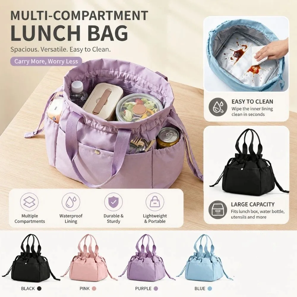 bolsa-de-almoco-com-cordao-reforcada-design-com-multiplos-bolsos-bolsa-de-almoco-com-cordao-para-transporte-manual-facil-de-limpar-fechamento-com-cordao