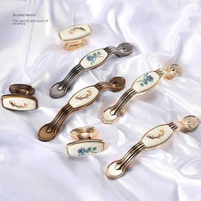 Vintage Furniture Handles Elegant Zinc Alloy Kitchen Cabinet Knobs and Handles Wardrobe Cupboard Door Handle Closet Drawer Pulls