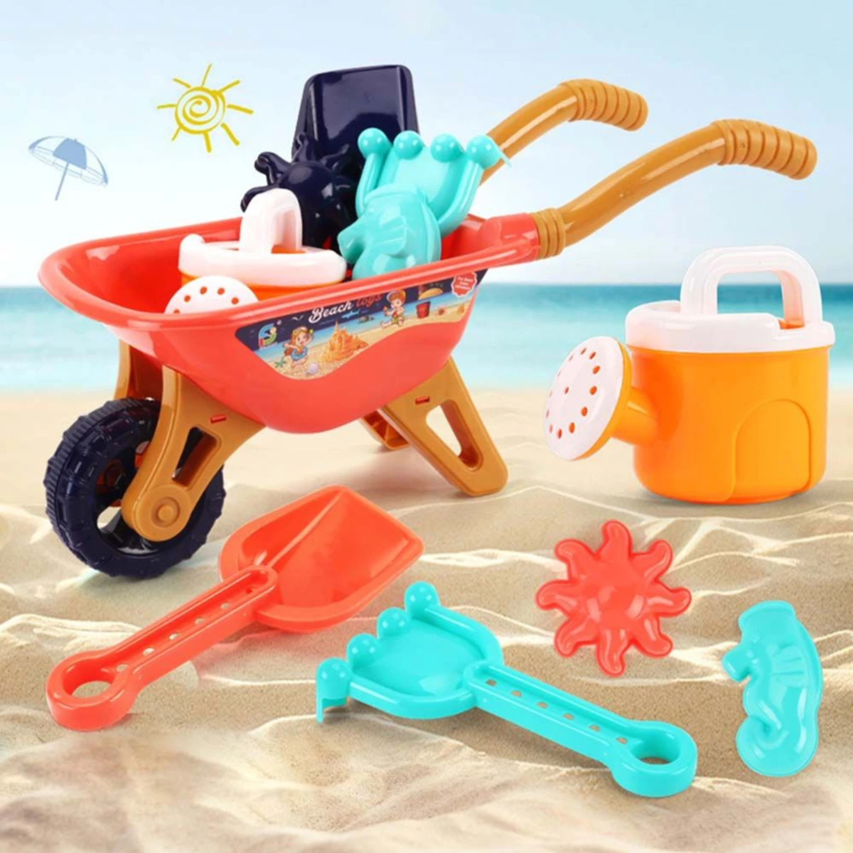 Children's beach toy sets: shovels, beach buckets, funnel tools, summer outdoor water play toys for babies