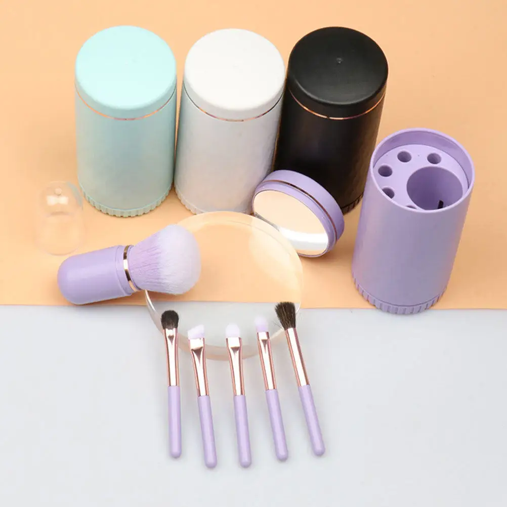 

Набор профессиональных кистей для макияжа из искусственного волокна с портативным дорожным футляром для пудры, румян, теней и помады