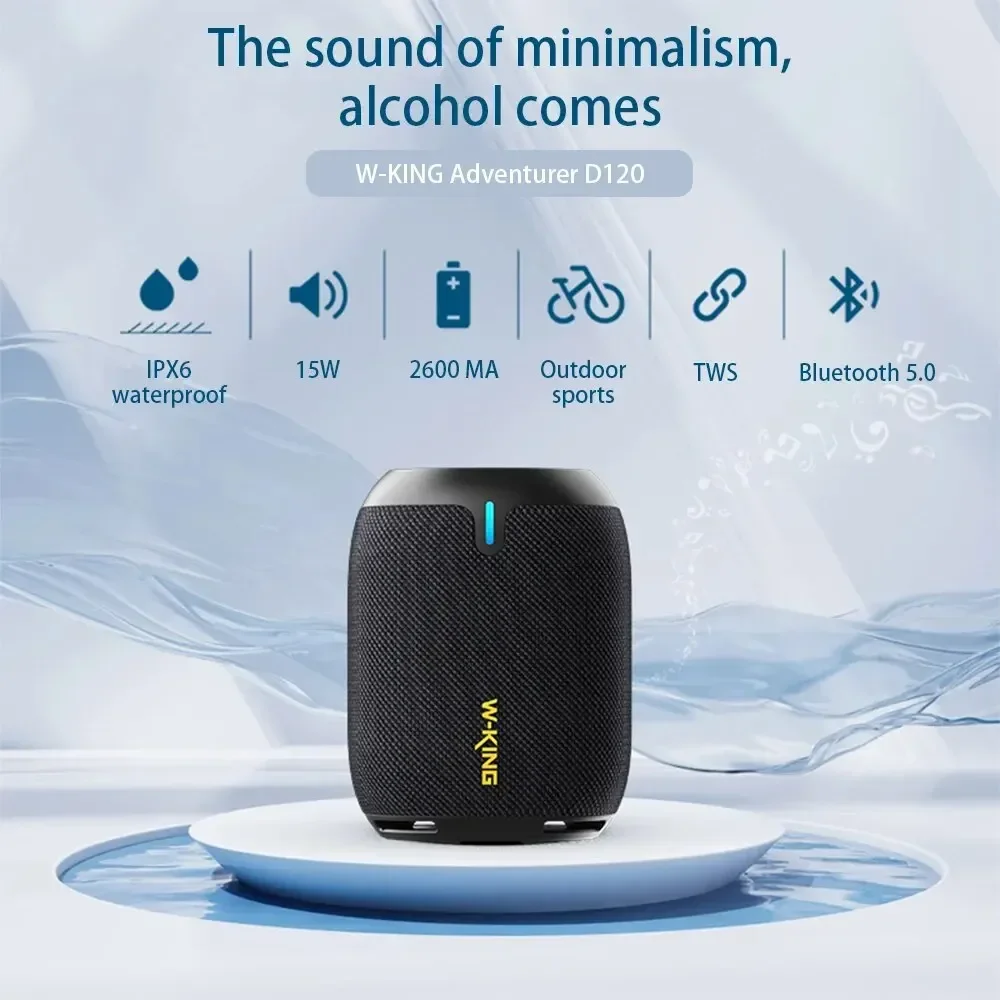 W-KING D120 Wireless Bluetooth Speaker Portable Subwoofer Outdoor IPX6 Waterproof Riding Sound Box TF Card High Volume Boom Box