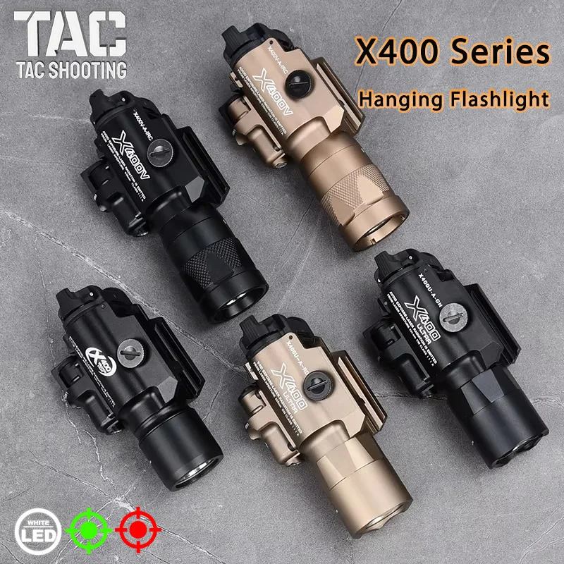 

Tactical X400 X400U X400V Scout Light Red Green Dot Indicator Flashlight Weapon Hunting LED White Light For Hanging Accessory