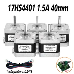 Usongshine 5PCS 17HS4401 Stepper Motor 1.5A  40mm Nema17 Motor 42mN.m 42 Motor 42BYGH  4-lead For CNC Laser Engraver3D Printer