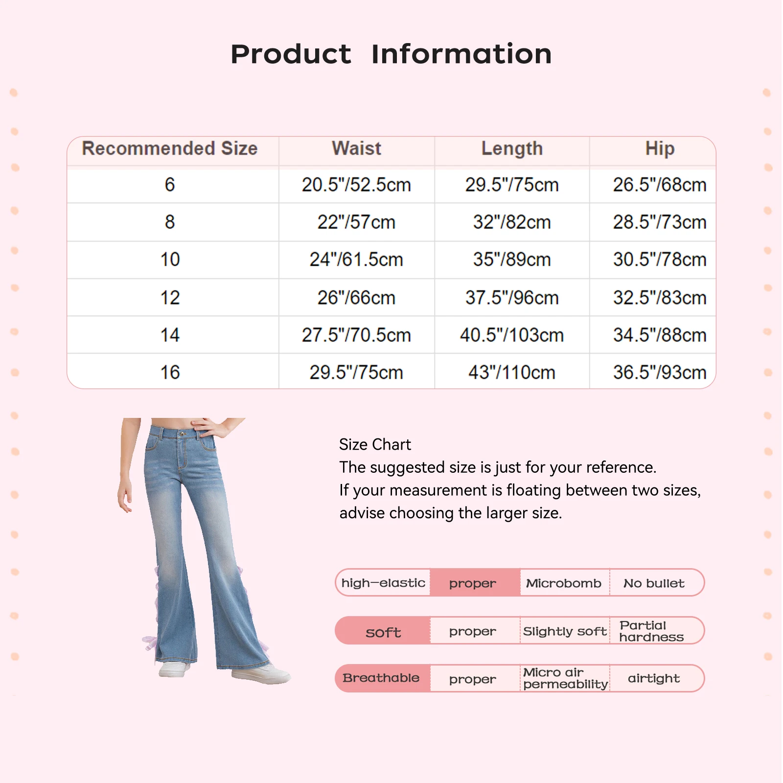 أطفال بنات متوهج الجينز السراويل الجانبين شق الذاتي التعادل مرونة الخصر جرس أسفل الدنيم السراويل مع جيوب ملابس كاجوال بنطلون #6