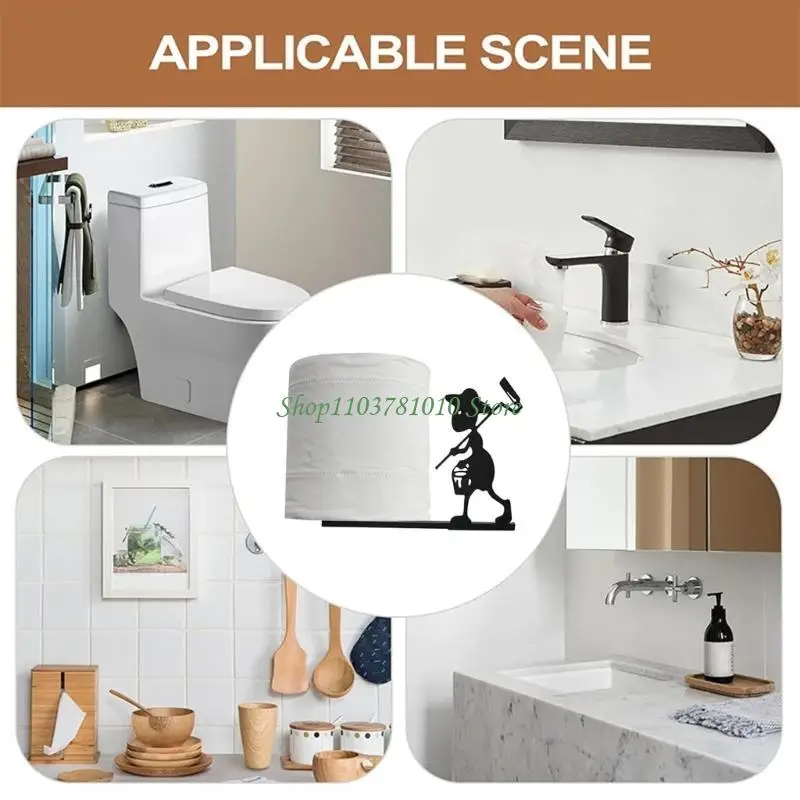 U55D Funny Animal Toilet Paper Holder Decorative Tissue Dispenser for Bathroom, Kitchen, Bedroom, and Living Room Black for