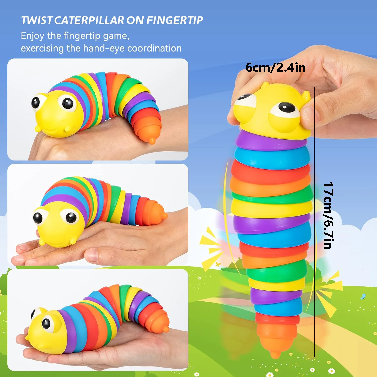 Puzzle colored caterpillar biomimetic decompression children\'s toy Snail Snail Nose Snail Versatile Twist Fun Color Cognition