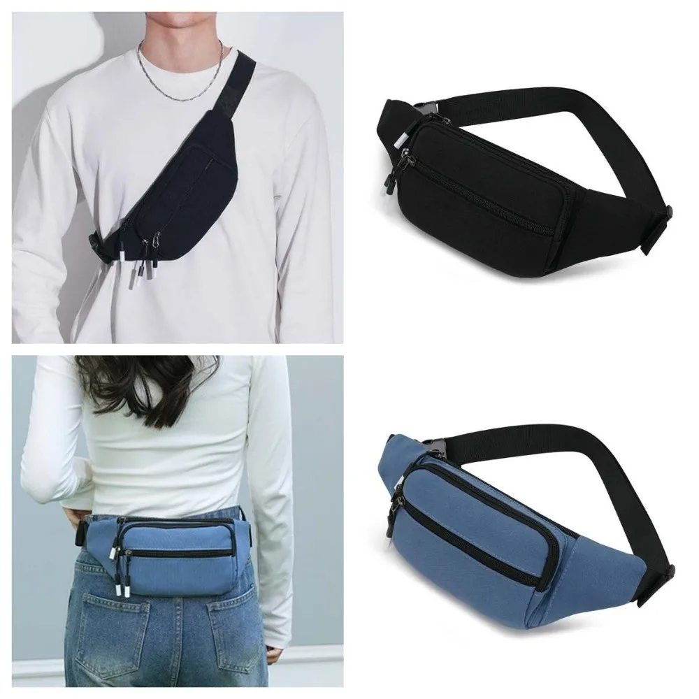 

Sports Style Crossbody Chest Bag Multi-function Wear-resistant Men Fanny Phone Pack Lightweight Black Blue Running Waist Bag