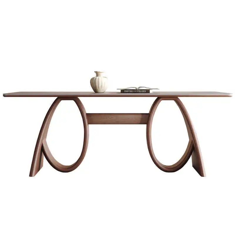 

Modern dock dining table high quality, natural color solid wood family apartment or hotel living room furniture