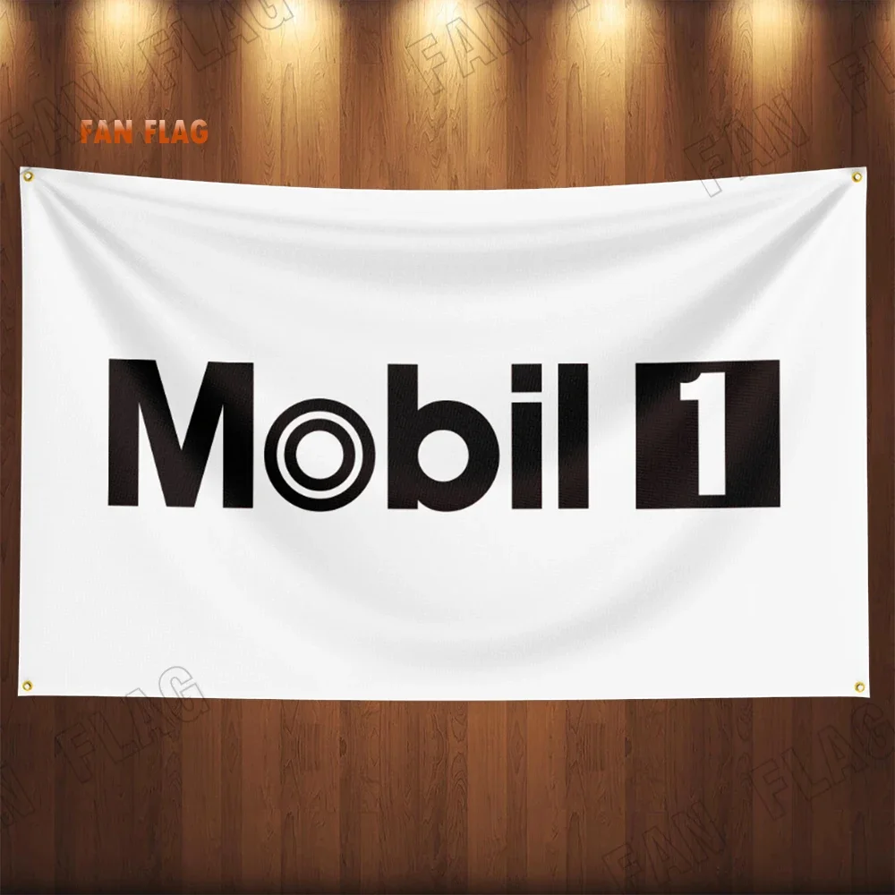 3x5Ft Mobils 1 Oil Flag Gasoline Banners Diesel Fuel Petrol Flag Banners Garage Car Tapestry Flag Garage Outdoor Decor