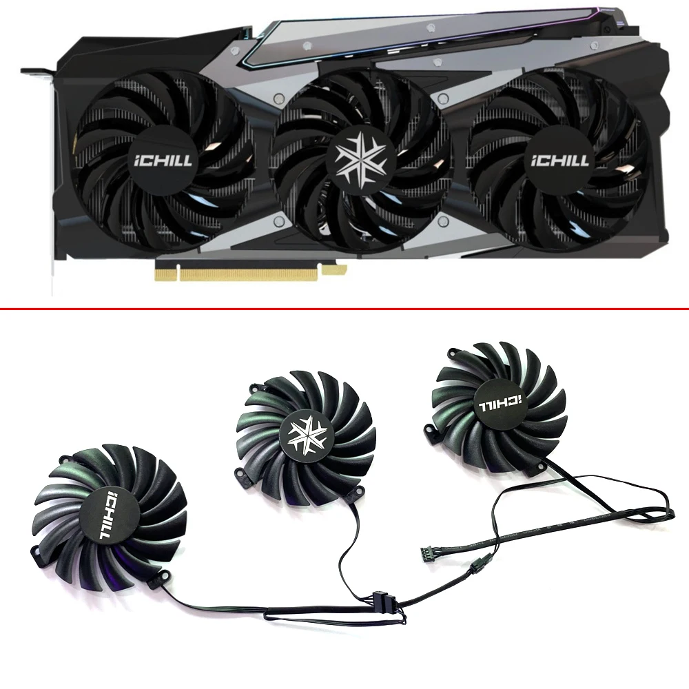 

NEW 3PCS 85MM 4PIN CF-12915S CF-12910S RTX3080 GPU FAN For INNO3D RTX 3070 3070Ti 3080 3080Ti 3090 ICHILL X4 OC Video Card Fans