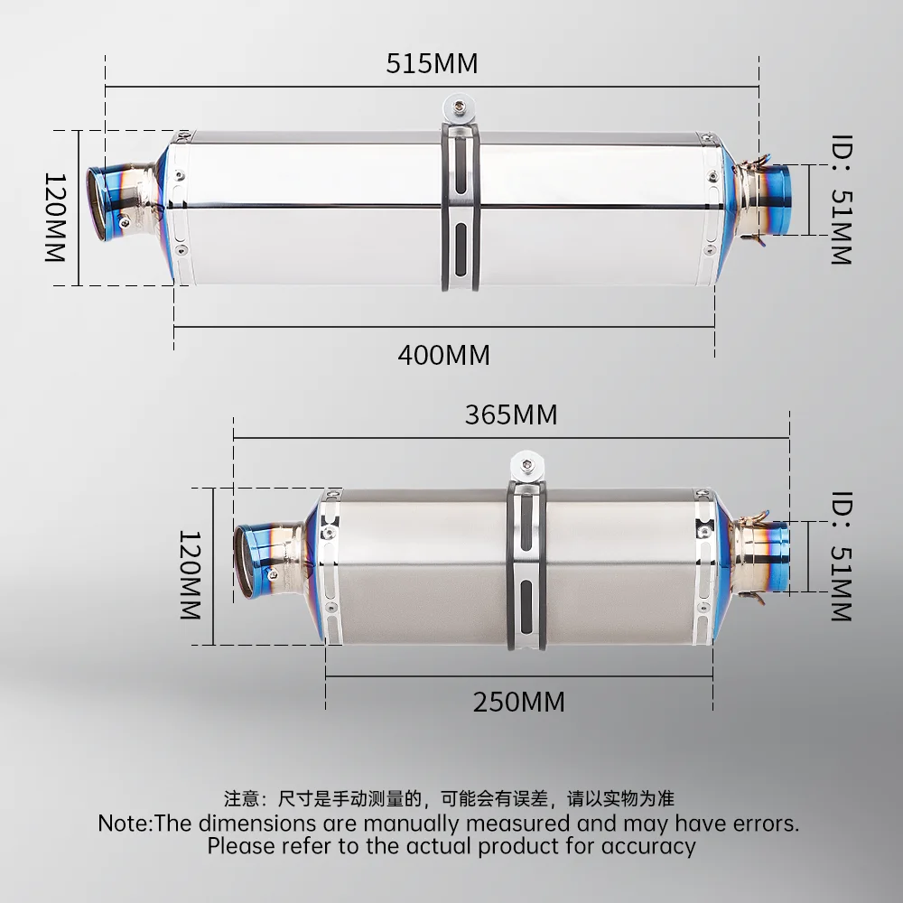 

Universal 51mm motorcycle exhaust muffler for MT03 MT09 R3 R25 NINJA400 Z900 T58 muffler system