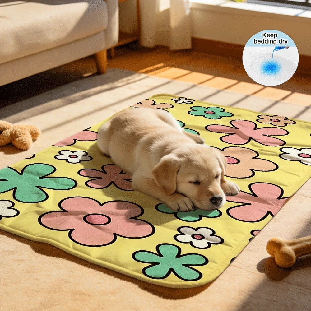 Retro Groovy Florals Reusable Absorbent Pet Pads Multi-Purpose for Training Whelping Travel