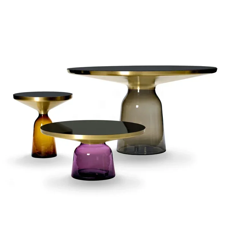 Design: small apartment, living room, bedside table, sofa side, coffee table, indoor round glass, Nordic coffee table Hot sales