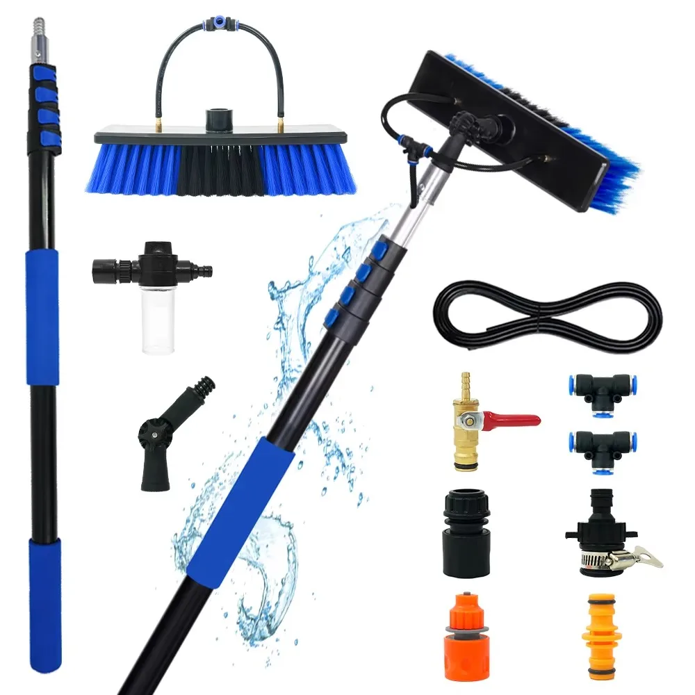 Multifunctional Extendable Water Fed Pole Brush for Solar Panel Window Glass Cleaning