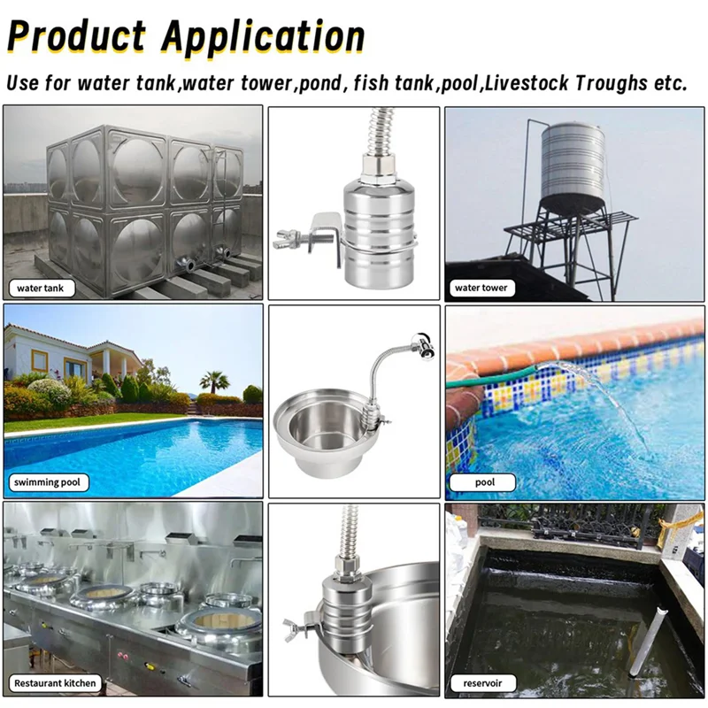 A04G-3 Set 1/2Inch To 3/4Inch Water Float Valve,Stainless Steel Fully Automatic Water Level Controller Float Valve