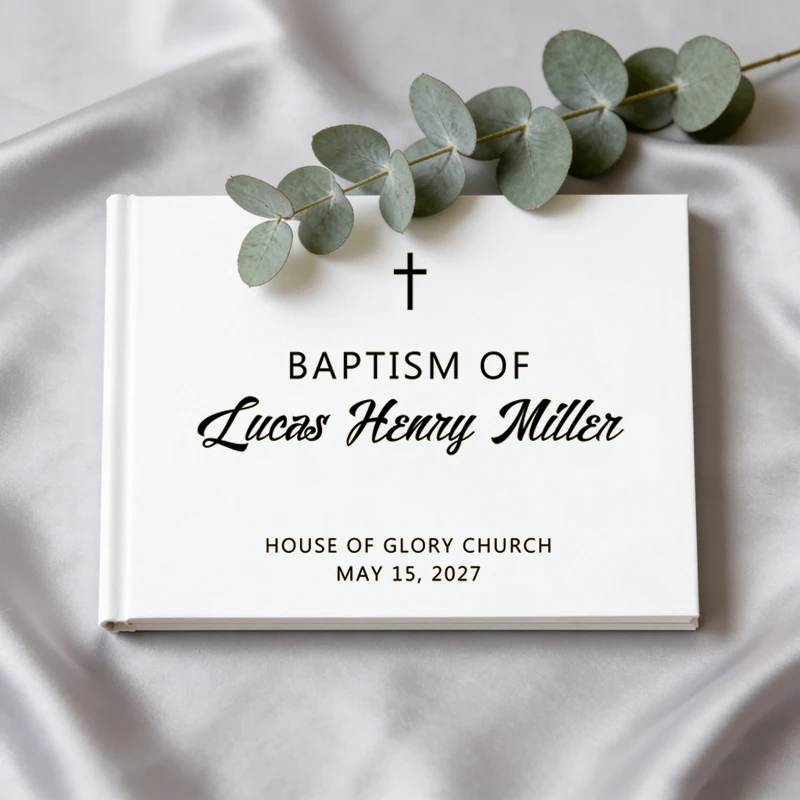 Personalized Baptism Guest Book, Communion Guest Book, Christening Guest Book, A4 Page 38 Communion Photo Album Boy and Girl view 3