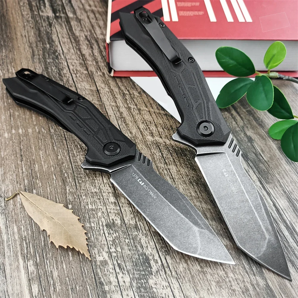 KS Flatbed 1376 Flip Knife Tanto Blade Black Nylon Fiber Handle EDC Outdoor Tactical Knife Camping Hunting Tool