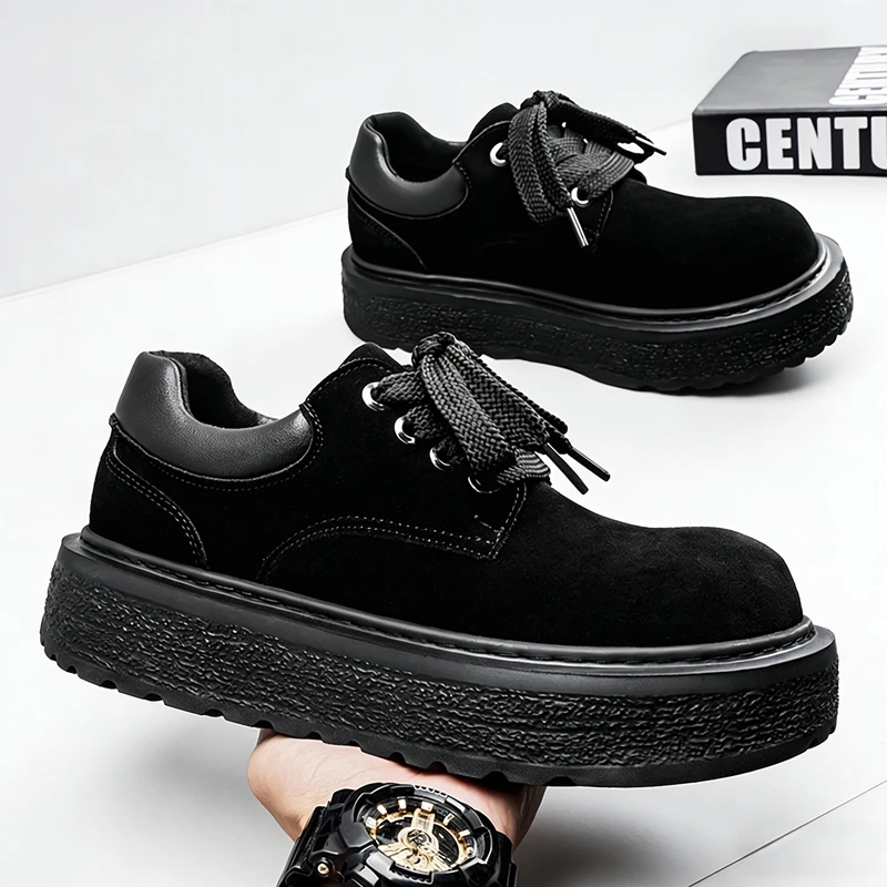 

Новое поступление 2026, мужская повседневная рабочая обувь в британском стиле ретро — туфли дерби на платформе с лифтом, нескользящие, износостойкие