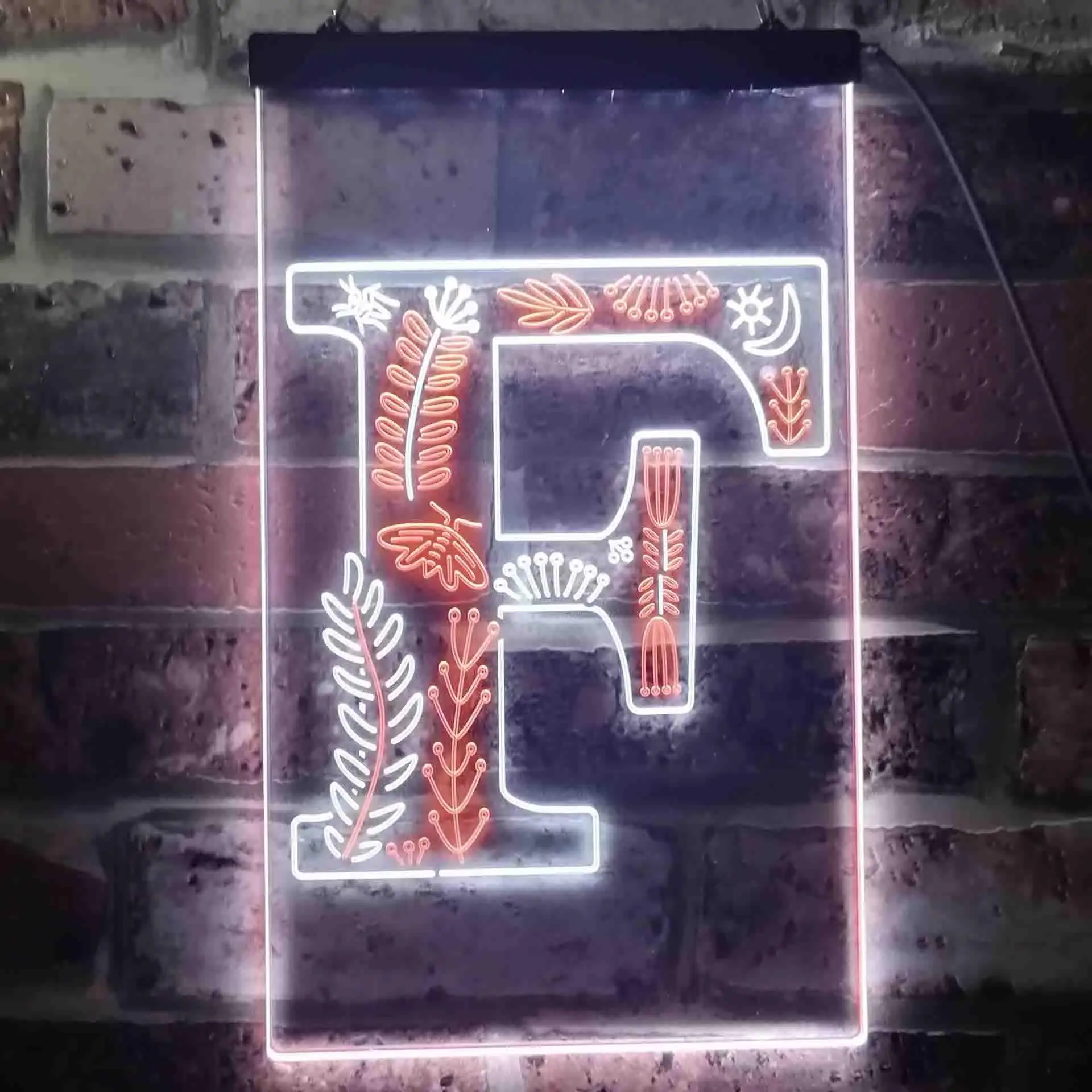 Letter F Initial Monogram Family Name Dual Color Led Neon Sign st6-i3443