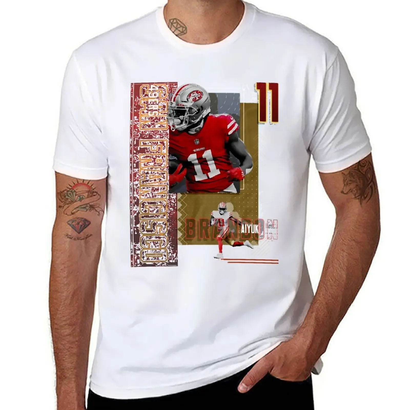 

Brandon sport Aiyuk Football Paper 49ers 2 T-Shirt t shirt man designer t shirt for man 100 percent cotton T-Shirt
