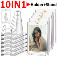 Magnetic Card Holder 35PT UV Protection Cards Protective Sleeves with Triangle Display Stand for Kpop Idol Photo Picture Display